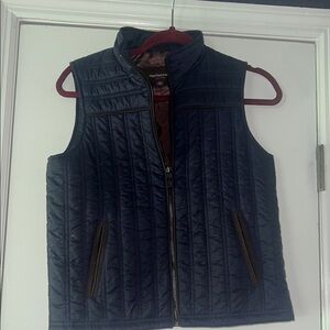 Johnston & Murphy Navy Quilted Vest with Brown Accents
